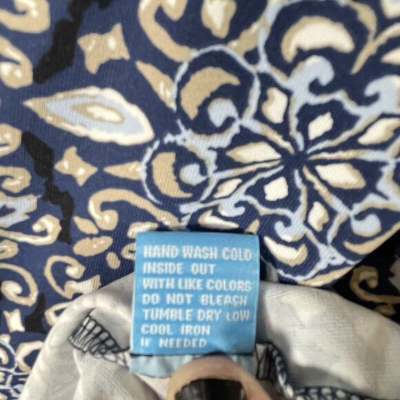 J McLaughlin Catalina Cloth Dress Knee Length Pockets WOMENS SIZE XL Navy Blue - Picture 11 of 11